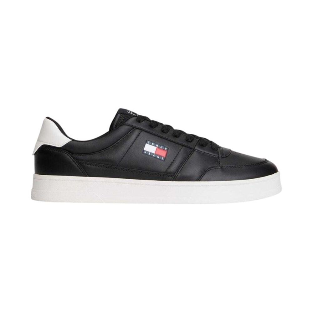 Tommy Jeans Mens Greenwich Leather Flat Sneakers / Black